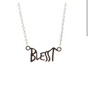 JAECI Women’s Silver “BLESS UP” Delicate Script Necklace One Size